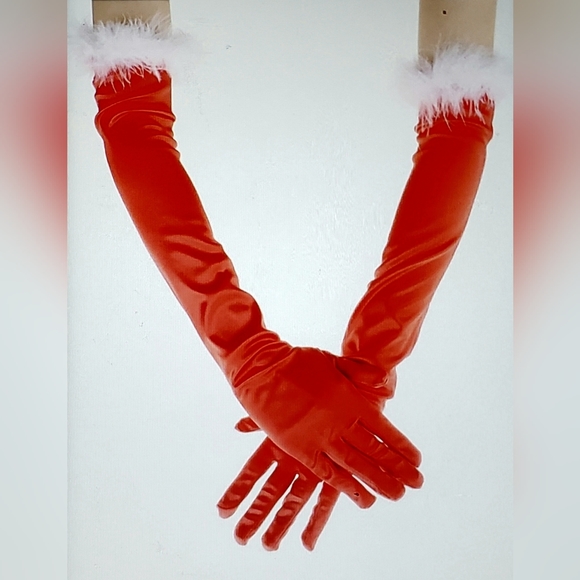 Source Unknown Accessories - NIP! Christmas Fur Opera Length Gloves OSFM